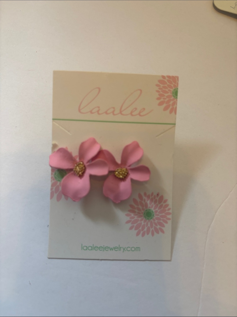 Laalee Pink Flower Stud Earrings with Gold Centers